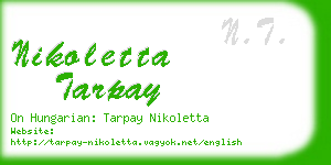 nikoletta tarpay business card